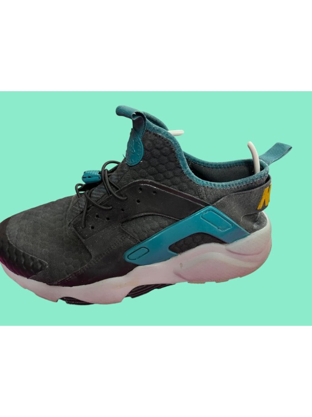 Nike Air Huarache Run Ultra Black Teal Athletic Sneakers Men's 9 US 8 UK 42.5 EU - Picture 2 of 9